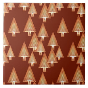 Modern metallic Christmas trees - copper Ceramic Tile