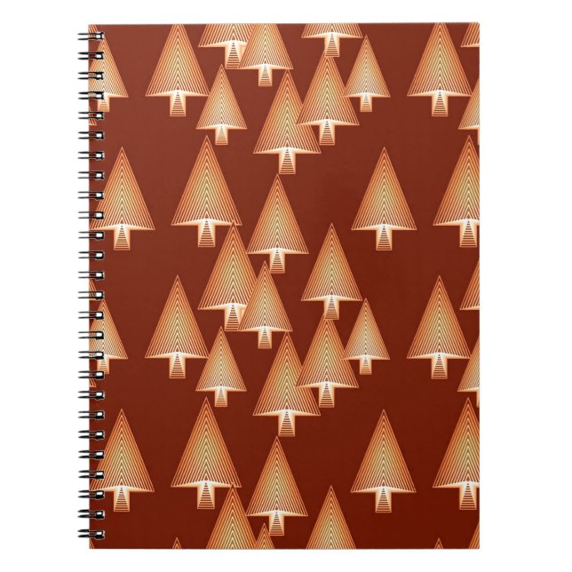 Modern metallic Christmas trees - copper Notebook (Front)