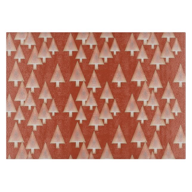 Modern metallic Christmas trees - copper & rust Cutting Board (Front)