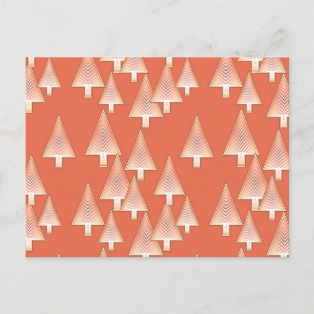 Modern metallic Christmas trees - copper & rust Holiday Postcard (Front)