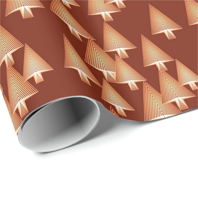 Modern metallic Christmas trees - copper Wrapping Paper (Roll Corner)