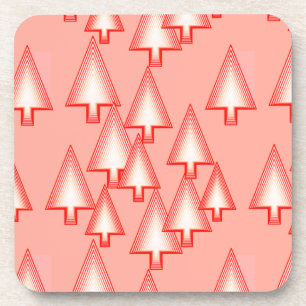 Modern metallic Christmas trees - coral orange Coaster