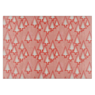 Modern metallic Christmas trees - coral orange Cutting Board