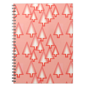 Modern metallic Christmas trees - coral orange Notebook