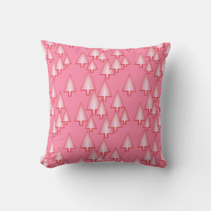 Modern metallic Christmas trees - coral pink Cushion