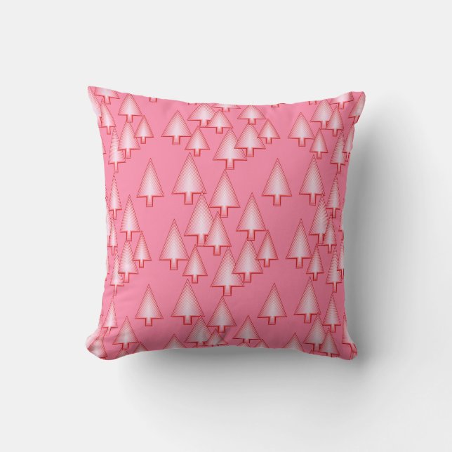 Modern metallic Christmas trees - coral pink Cushion (Front)