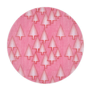 Modern metallic Christmas trees - coral pink Cutting Board