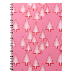 Modern metallic Christmas trees - coral pink Notebook
