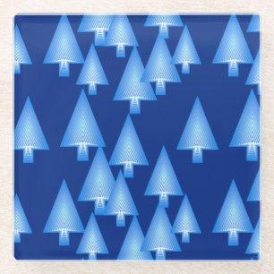 Modern metallic Christmas trees - Dark Blue Glass Coaster