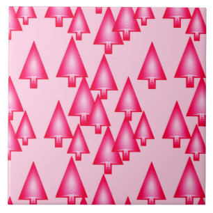 Modern metallic Christmas trees - fuchsia pink Ceramic Tile