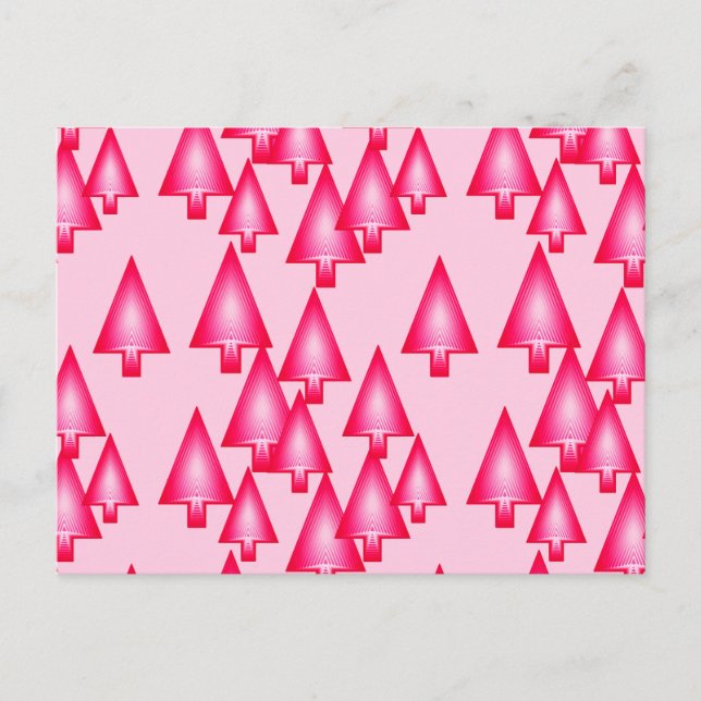 Modern metallic Christmas trees - fuchsia pink Holiday Postcard (Front)