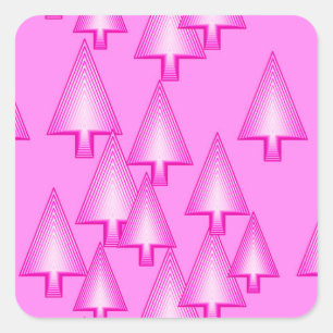 Modern metallic Christmas trees - orchid pink Square Sticker