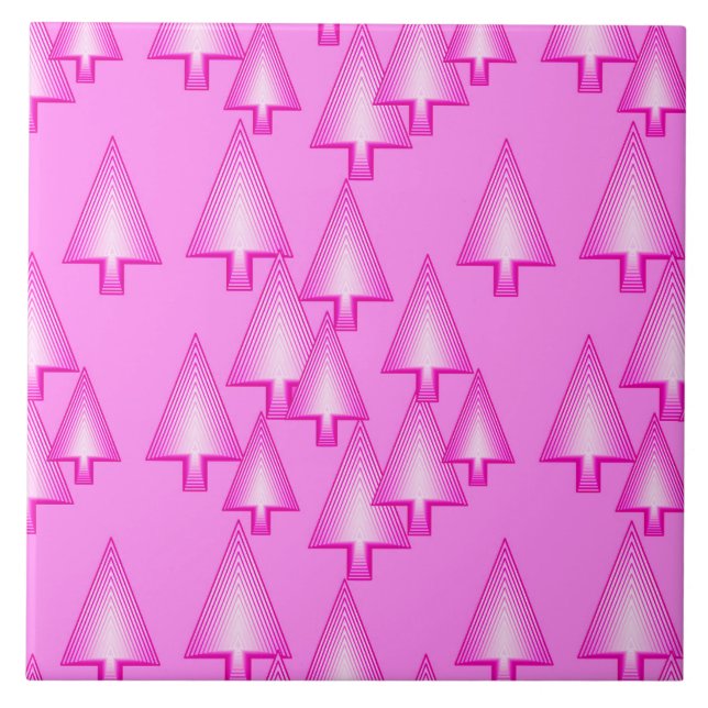 Modern metallic Christmas trees - orchid pink Tile (Front)