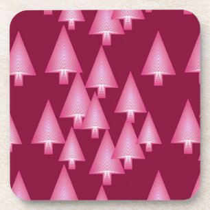 Modern metallic Christmas trees - pink & wine Coaster
