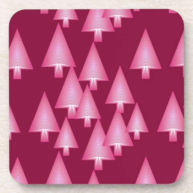 Modern metallic Christmas trees - pink & wine Coaster (Front)