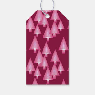 Modern metallic Christmas trees - pink & wine Gift Tags