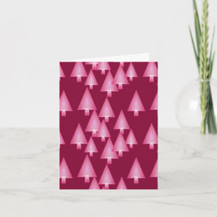 Modern metallic Christmas trees - pink & wine Holiday Card
