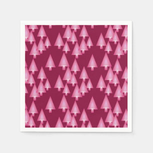 Modern metallic Christmas trees - pink & wine Napkin