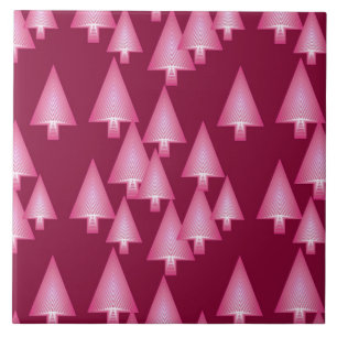 Modern metallic Christmas trees - pink & wine Tile