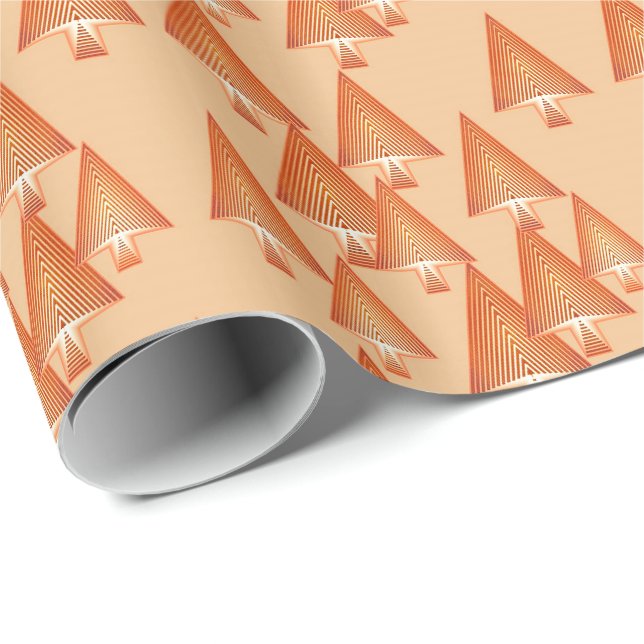 Modern metallic Christmas trees - rose gold Wrapping Paper (Roll Corner)