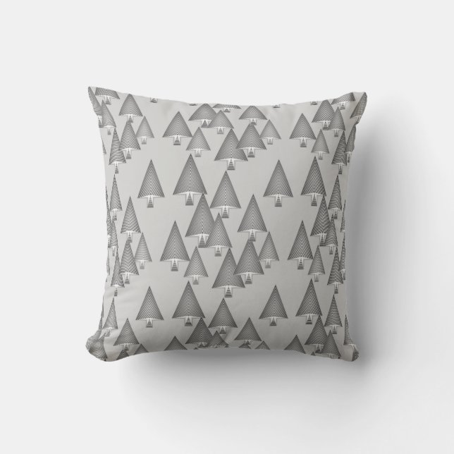 Modern metallic Christmas trees - silver grey Cushion (Front)