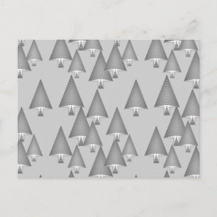 Modern metallic Christmas trees - silver grey Holiday Postcard