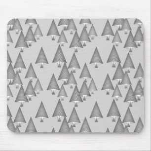 Modern metallic Christmas trees - silver grey Mouse Pad