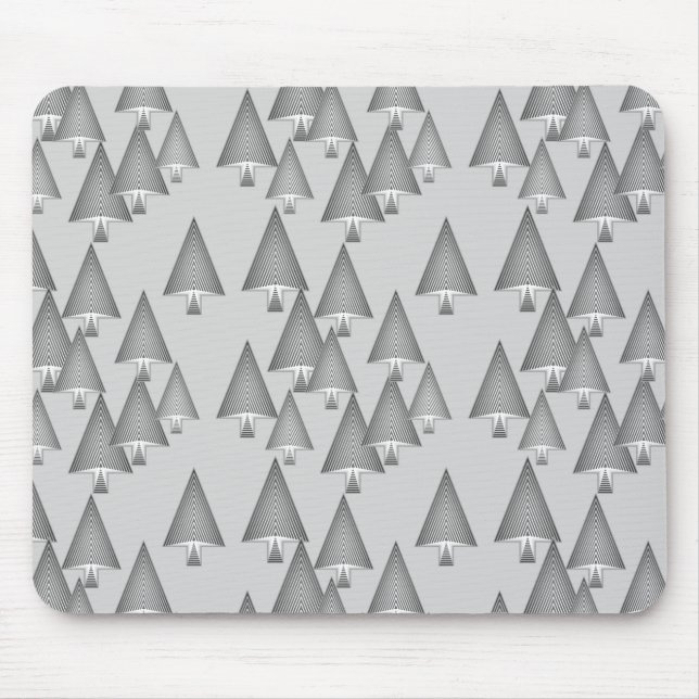 Modern metallic Christmas trees - silver grey Mouse Pad (Front)