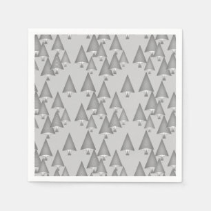 Modern metallic Christmas trees - silver grey Napkin