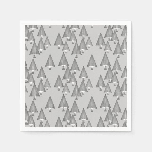 Modern metallic Christmas trees - silver grey Napkin (Front)