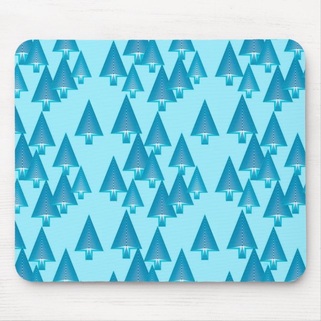 Modern metallic Christmas trees - sky blue Mouse Pad (Front)