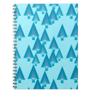 Modern metallic Christmas trees - sky blue Notebook