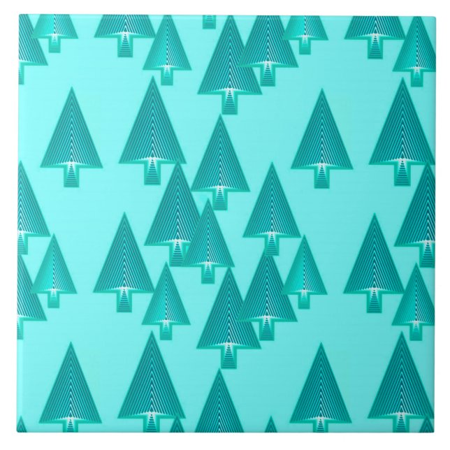 Modern metallic Christmas trees - turquoise Tile (Front)