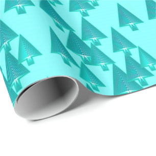 Modern metallic Christmas trees - turquoise Wrapping Paper
