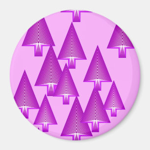 Modern metallic Christmas trees - violet Magnet