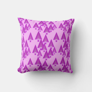 Modern metallic Christmas trees - violet purple Cushion