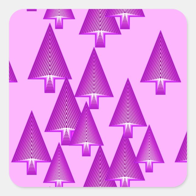 Modern metallic Christmas trees - violet Square Sticker (Front)