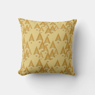 Modern metallic Christmas trees - yellow gold Cushion