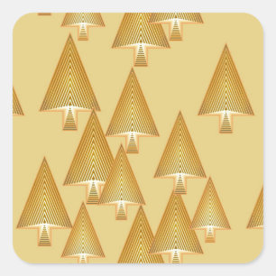 Modern metallic Christmas trees - yellow gold Square Sticker