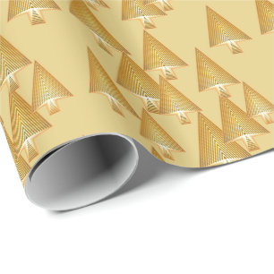 Modern metallic Christmas trees - yellow gold Wrapping Paper