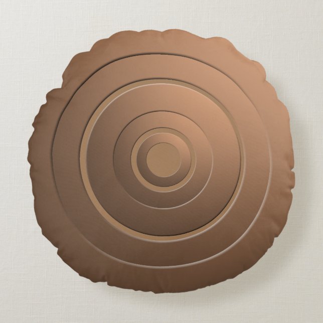 Modern Metallic Circles Bronze with any Colour Round Cushion (Front)