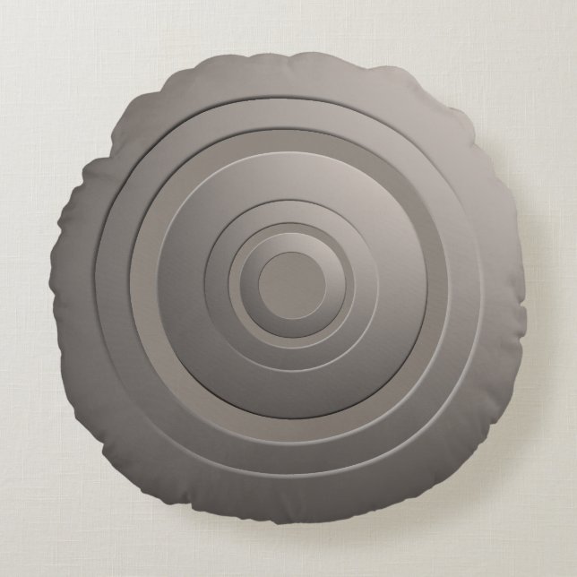 Modern Metallic Circles Silver with any Colour Round Cushion (Front)