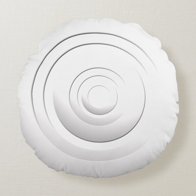 Modern Metallic Circles White with any Colour Round Cushion (Front)