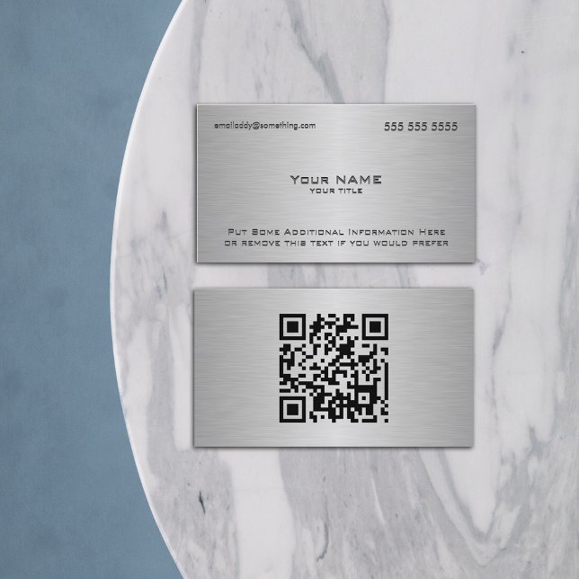 Modern Metallic Custom QR Code Business Card (Creator Uploaded)