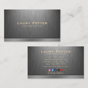 Modern Metallic Design Stainless Steel Look Business Card