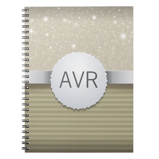 Modern Metallic Elegant White Gold Notebook (Front)