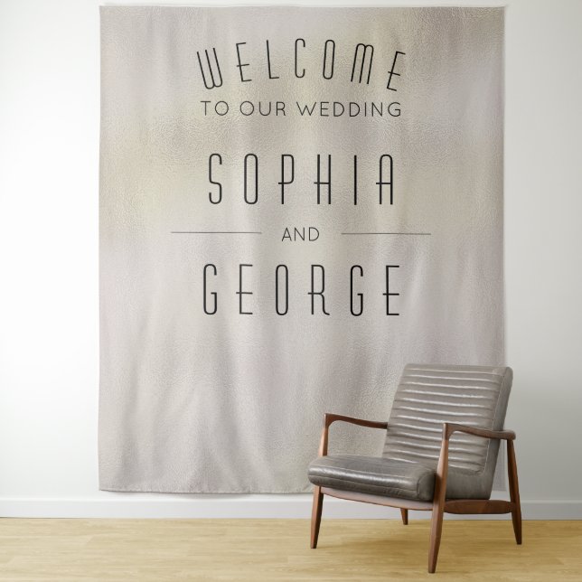 Modern Metallic Foil Wedding Decor Backdrop Tapestry (In Situ)