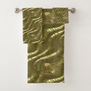 Modern Metallic Gold Bath Towel Set