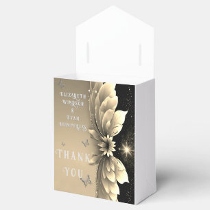 Modern Metallic Gold Floral Wedding Invitation Favour Box