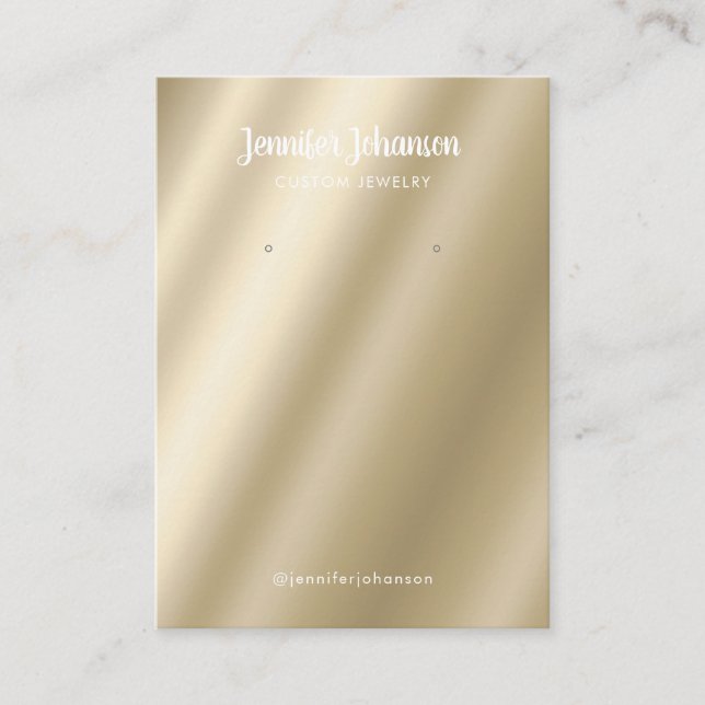 Modern metallic gold jewellery holder earrings business card (Front)